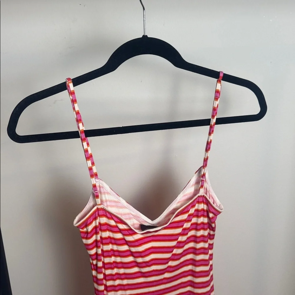 Pujka Adjustable Strap Red/Pink Striped Bodycon Guard Stripe Dress Size Small - Picture 6 of 8